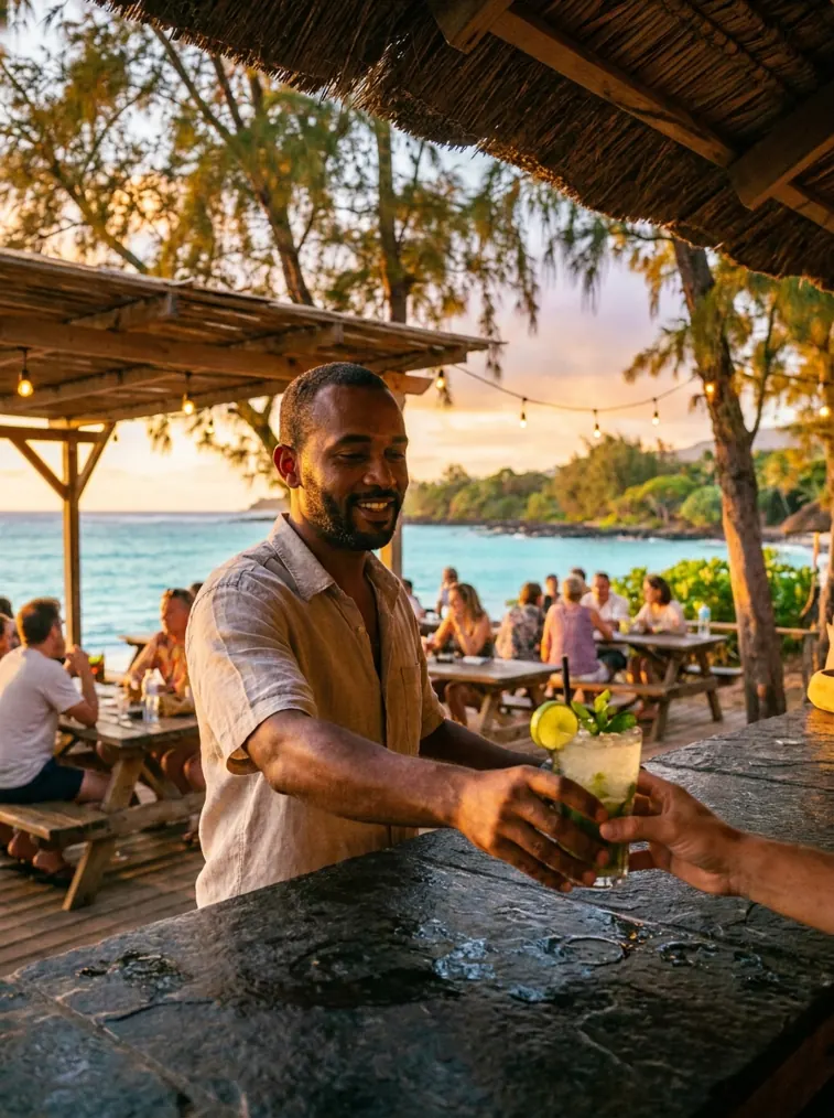 Bar face au lagon